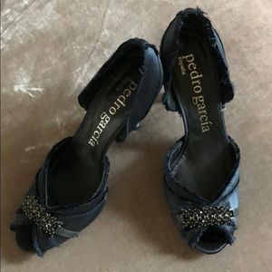 Navy satin Pedro Garcia heels